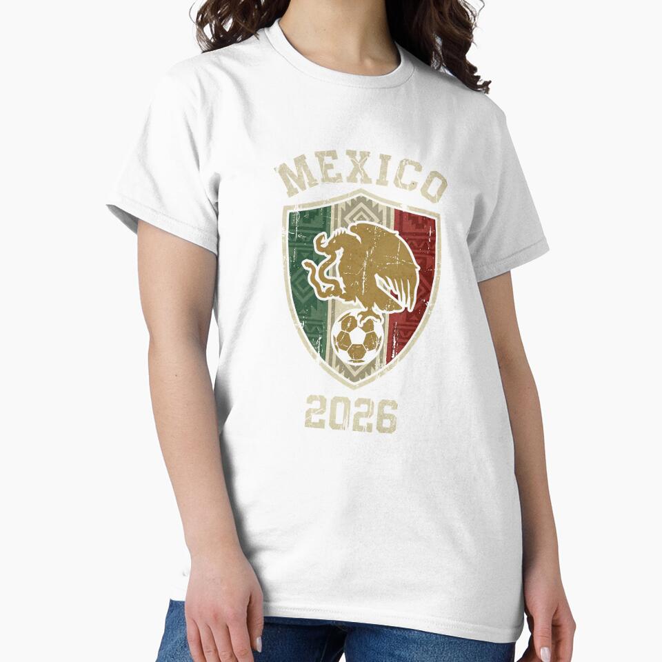 Mexico 2026 Soccer - Aztec Eagle & Snake Vintage Football Shield by Imaginationbeyond