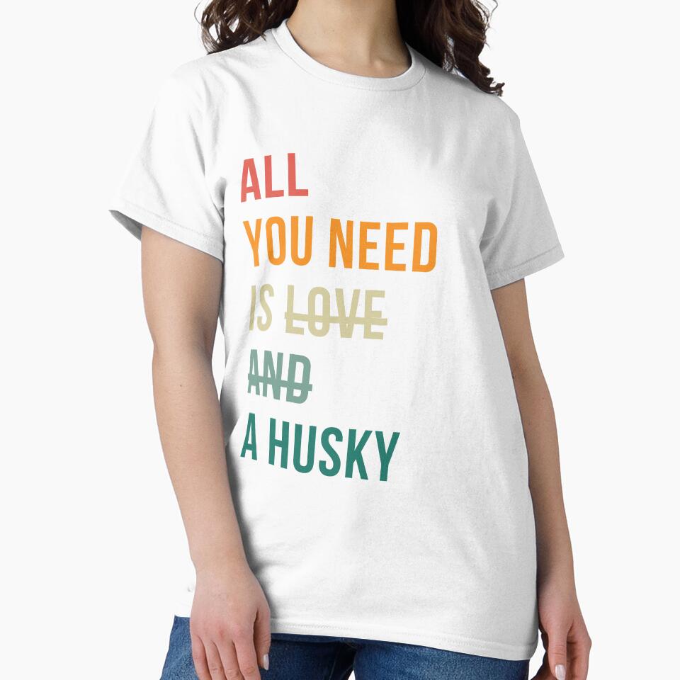 Retro all you need is love and a Husky dog breed design by 29Bumblebee