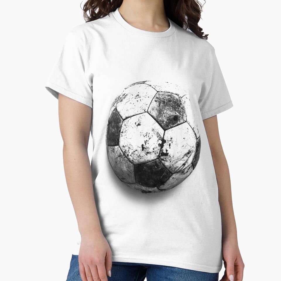 Vintage Soccer Ball Black and White Grunge Sports Illustration by inkoutninja