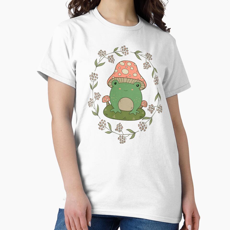 Cute Cottagecore Frog With Mashroom Hat by GrimButterfly