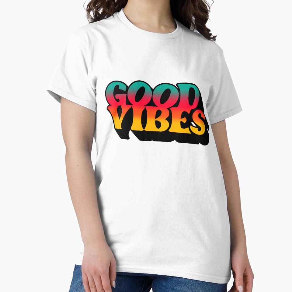 Gradient Tricolor Spectrum 3D Extruded Retro Vintage Serif Display Typography Good Vibes Quotes by Cawaiico