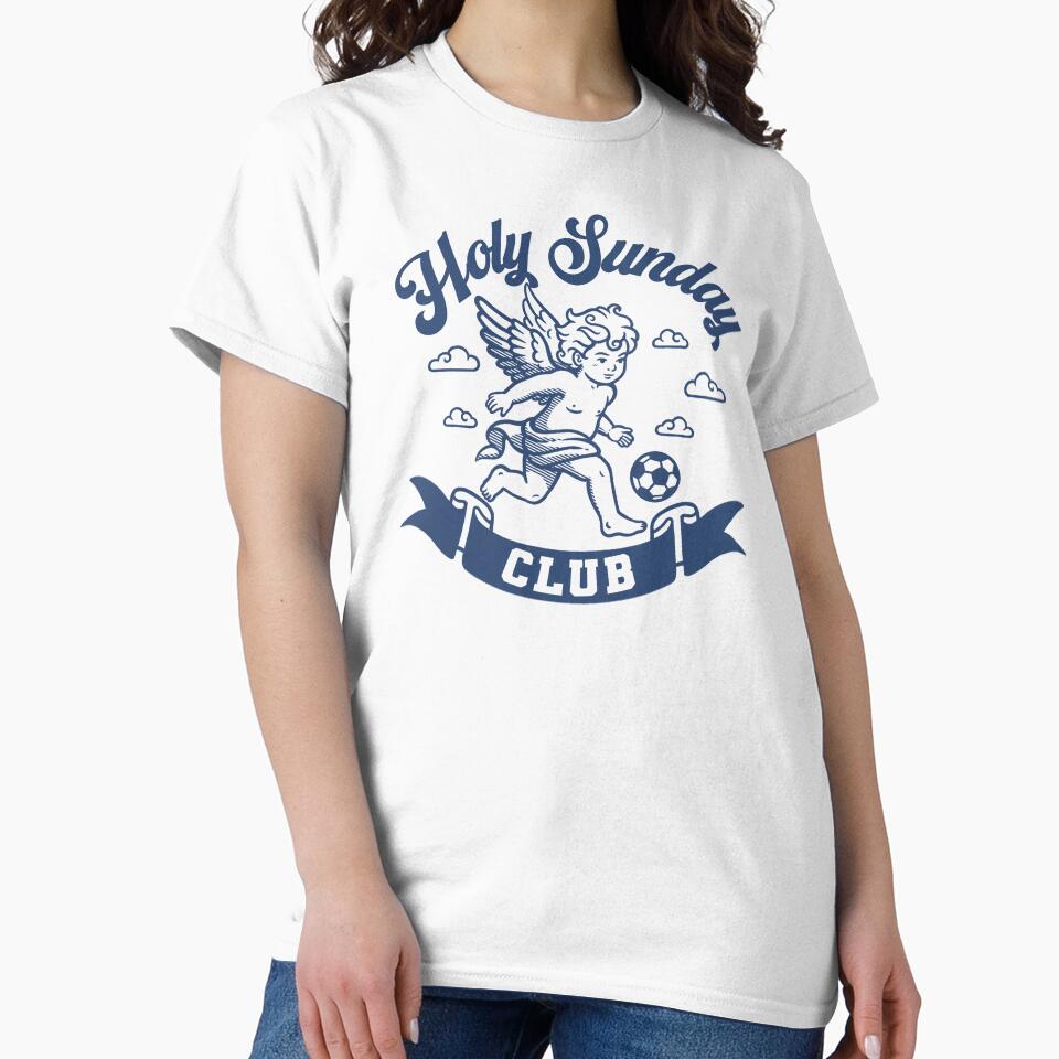 Holy Sunday Club - Vintage Minimalist Soccer Cherub Art by NemiMakeit