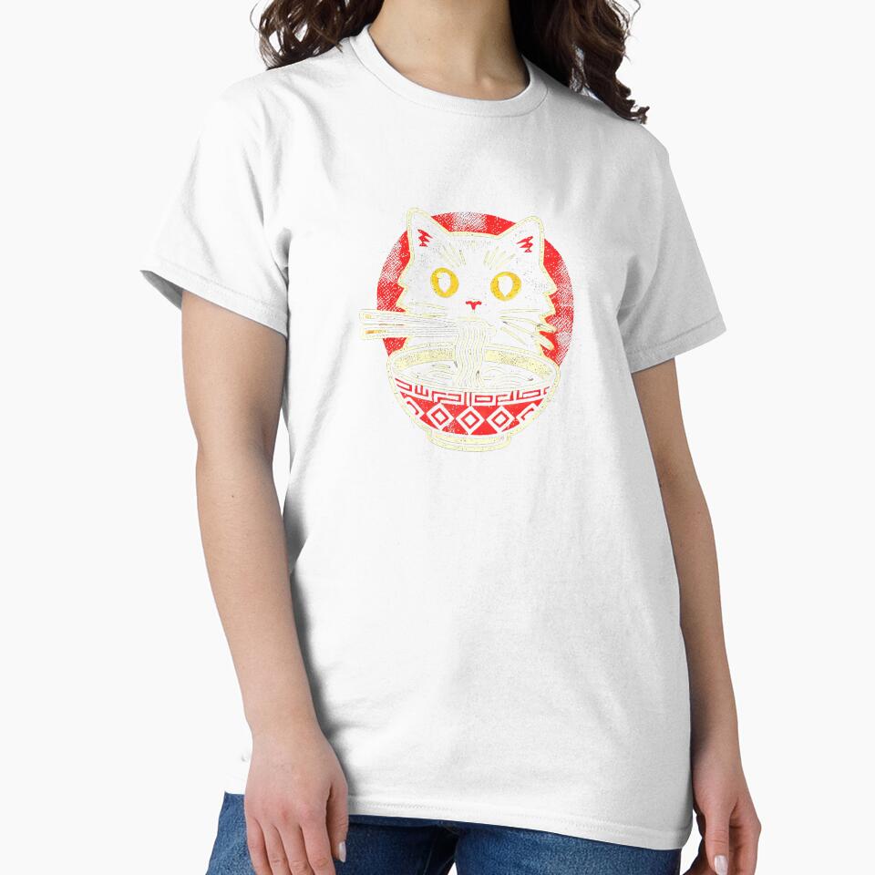 Anime Cat Ramen Japanese Funny Graphic Tees Kawaii Cat Anime by cawtoon