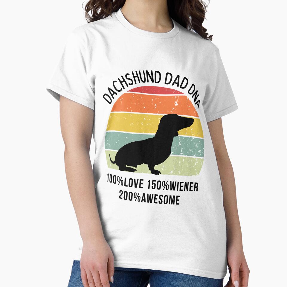 Funny Dachshund Dad DNA design - black text by 29Bumblebee