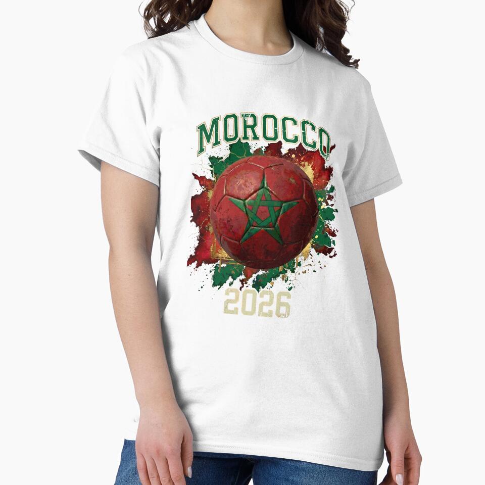 Morocco 2026 Flag Paint Splash Soccer Ball by Imaginationbeyond