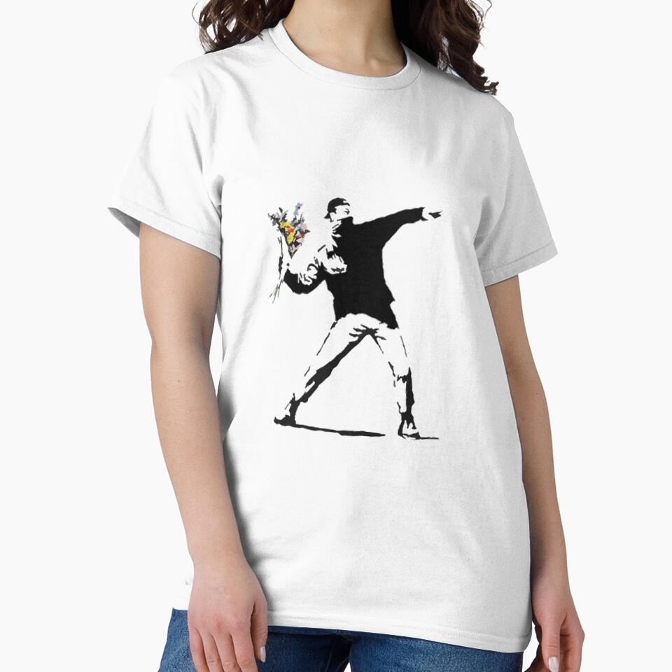 Banksy Flower Thrower T-Shirt by Mysagi