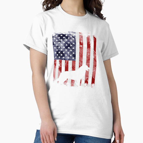 America Flag German Shepherd Vintage K9 Dog Patriotic Tee Gift Love by BargerStore