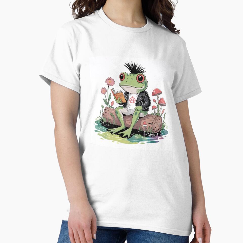 Cottagecore punk frog reading a book by jrdesigns8112