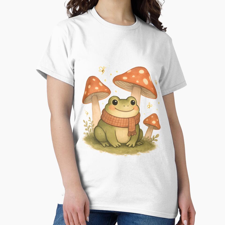 Cozy Cottagecore Frog in Mushroom Garden by SignumShop