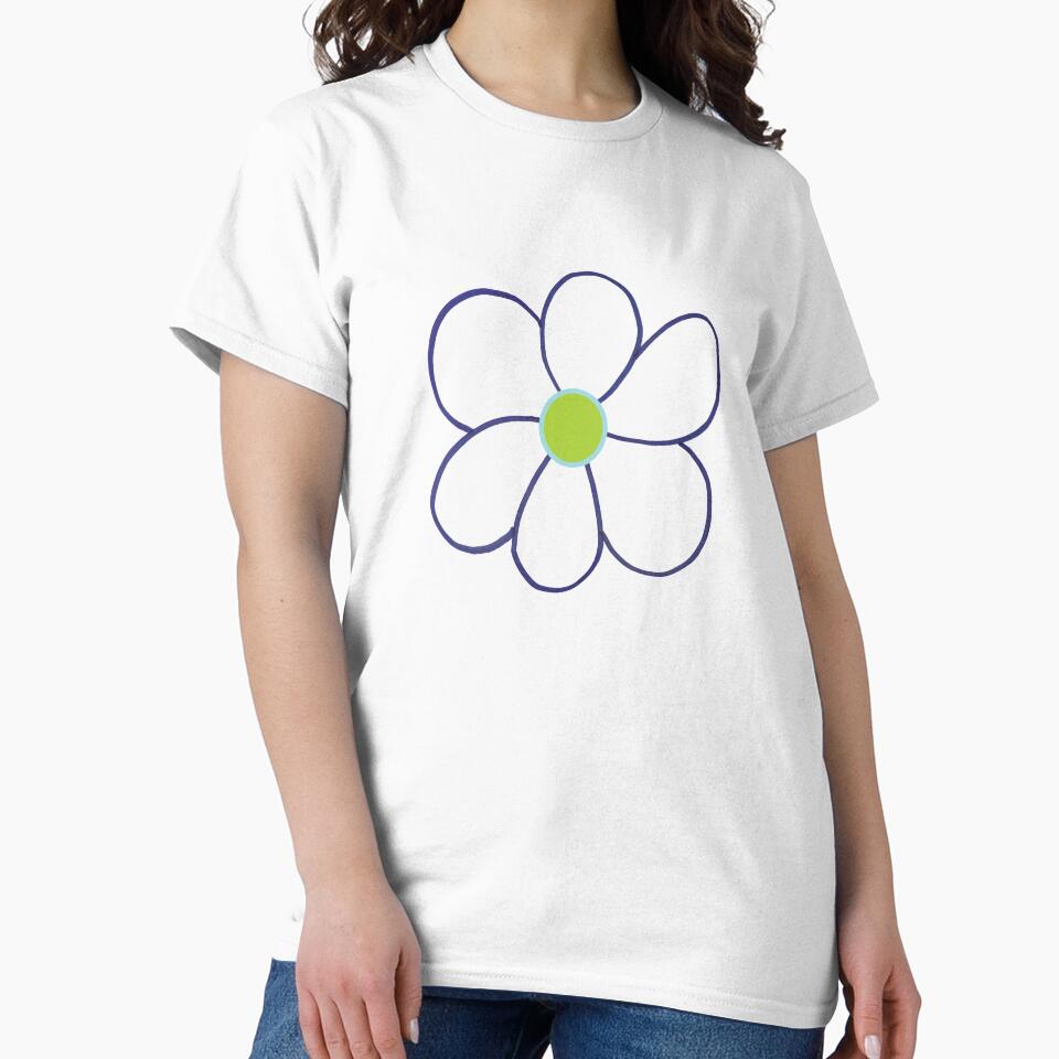 Big Simple Six Petal Flower in Blue and Green by BelindaFuller