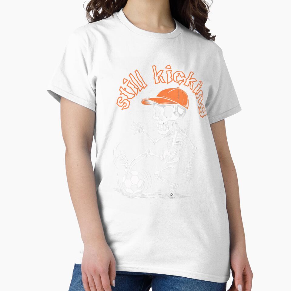 Skeleton Playing Soccer , Still Kicking Halloween Funny Skeleton Soccer by Hotshots Design