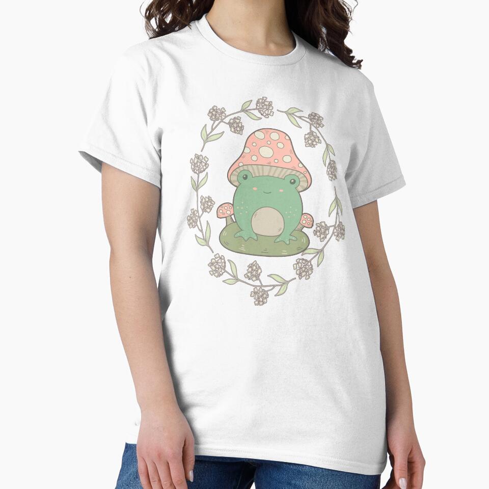 Cute Frog With Mashroom Hat - Cottagecore Aesthetics by GrimButterfly