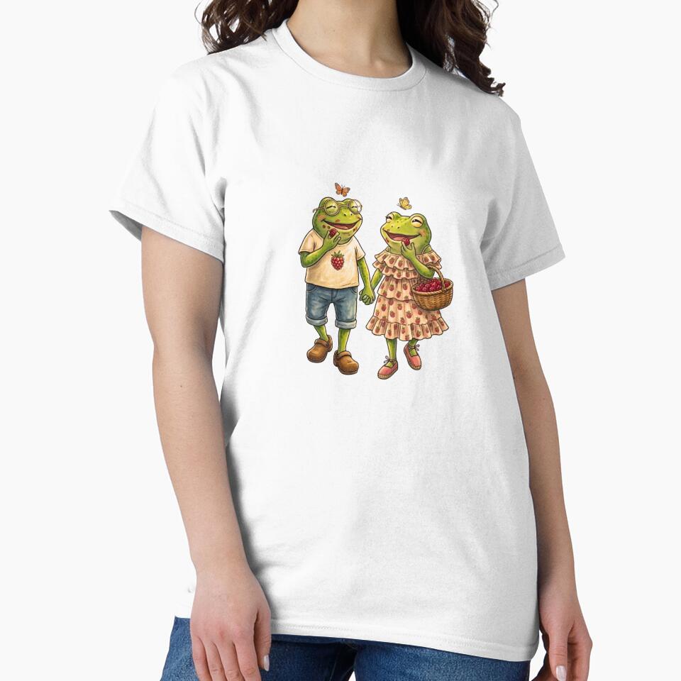 Vintage Frog Couple Picking Raspberries | Romantic Cottagecore Frogs by EnlightArt