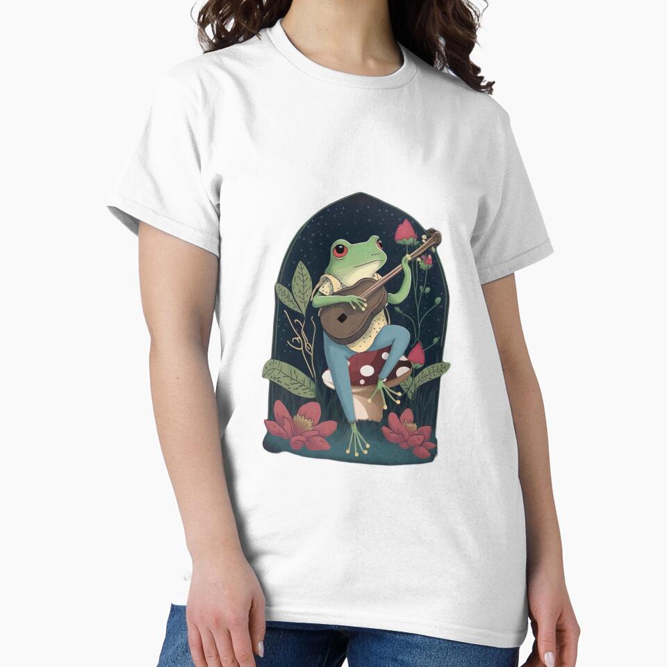 Cottagecore Aesthetic Frog Playing Banjo on Mushroom Cute Vintage - Goblincore Farmer Toad in Garden - Dark Academia Aesthetic Froggy - Emo Grugne Fairycore Foggie by nicestr