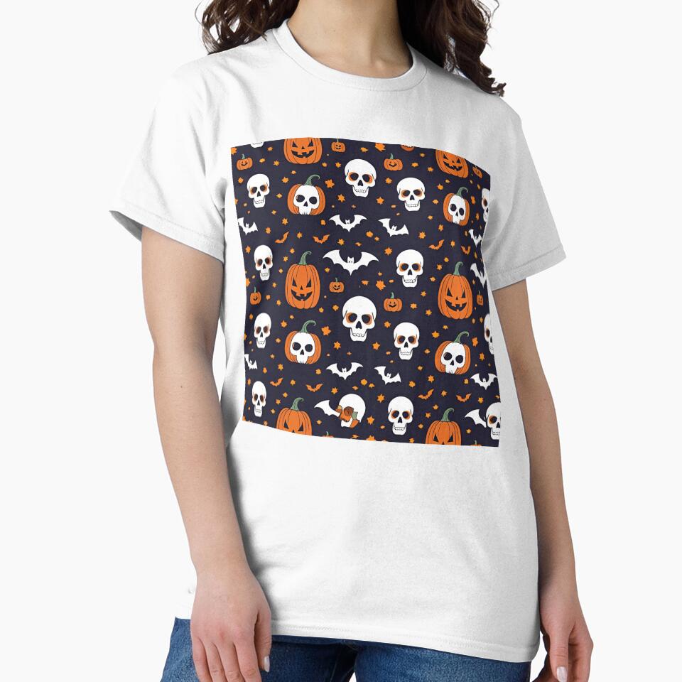 Halloween Themed pattern, seamless, vector, skull, illustration, cartoon, icon, design, cute, panda, soccer, football, animal, symbol, art, halloween, black, set, sign, texture, ladybird, funny, wallp by GoodBestDesigns