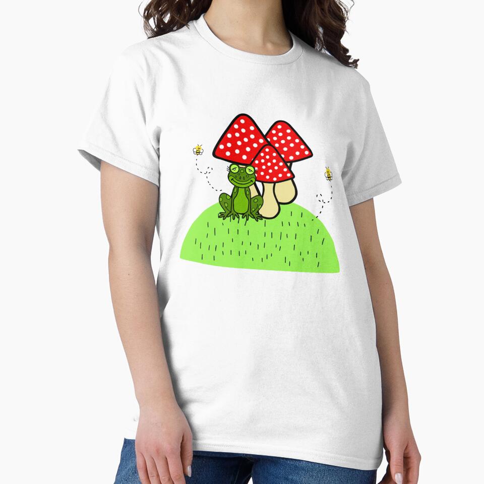 Cottagecore Mushrooms And Frog by Sartoris Art