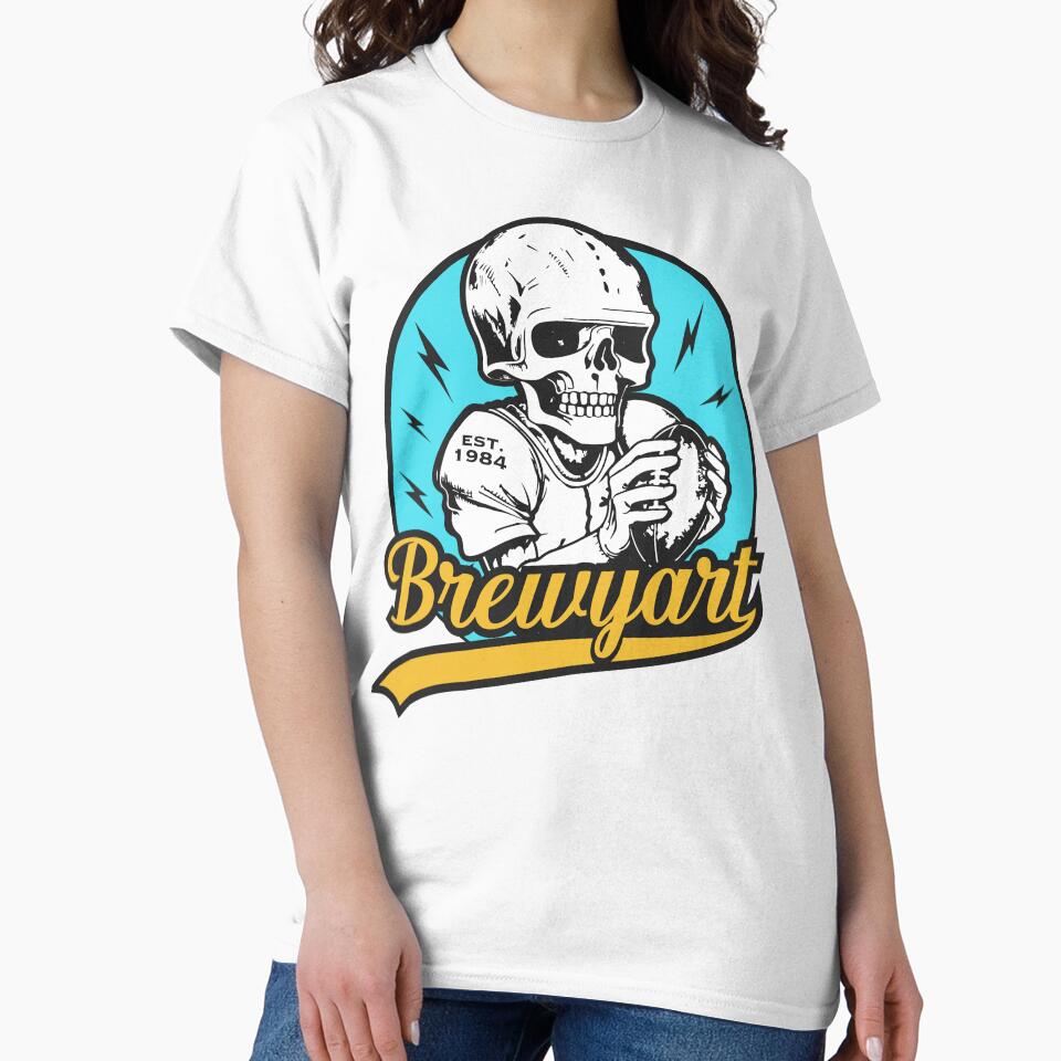 Brewyart Studio, Vintage Skull, skeleton, football, badge, wild, old school by Brewyart Creative Design