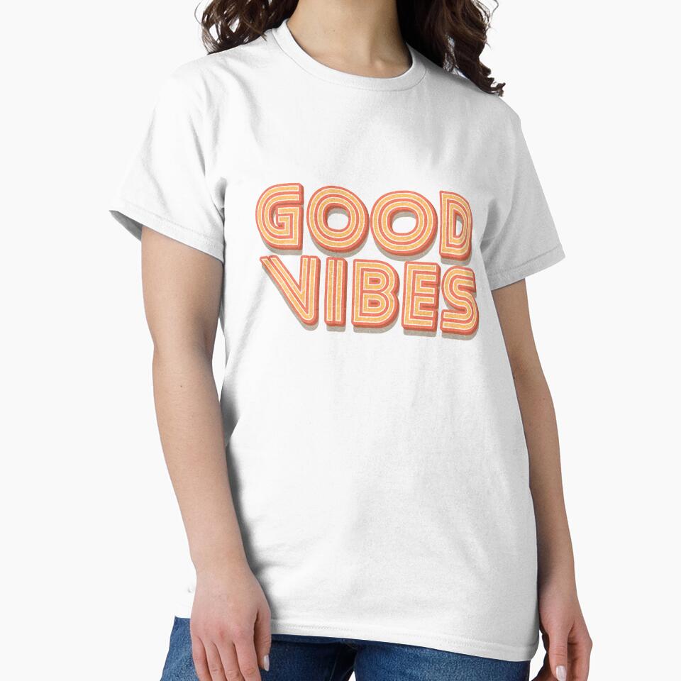Orange Red Distressed Stripes 3D Retro Vintage Sans Serif Display Typography Good Vibes Quotes by Cawaiico