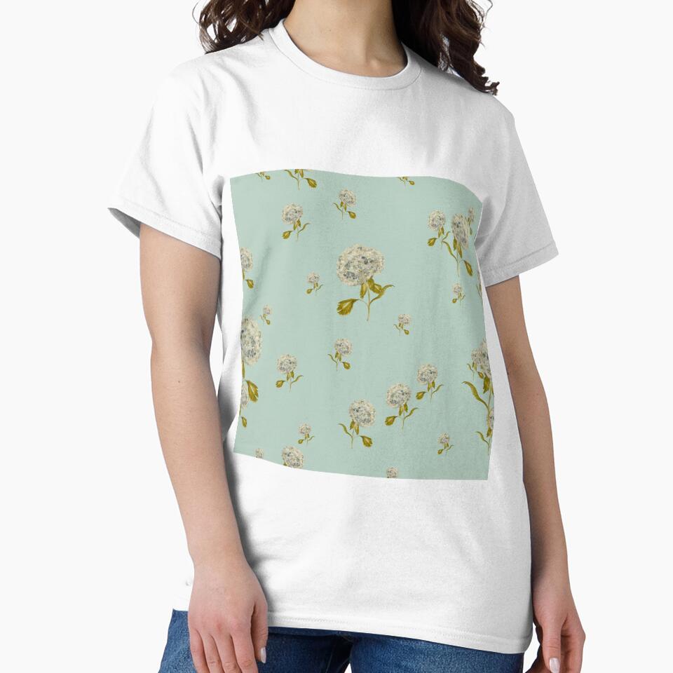 Hydrangea flower cute ornate pattern a watercolor mint by Yana Mustafina | Boho Soulful Designs