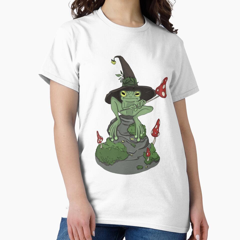 Cute Frog Mushroom Wizard Hat - Kawaii Cottagecore Aesthetic by starnish