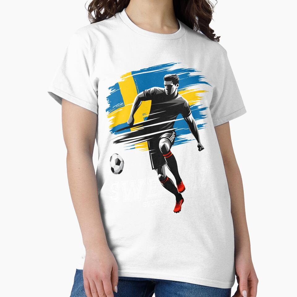 Football Soccer Sweden Swedish Flag Player Grunge Silhouette by Infinitee8hirts