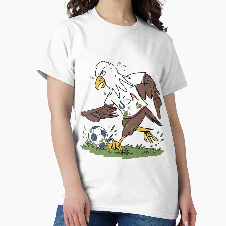 Hand Drawn Bald Eagle Soccer Mascot - Sketch Style USA Jersey by lamiarte