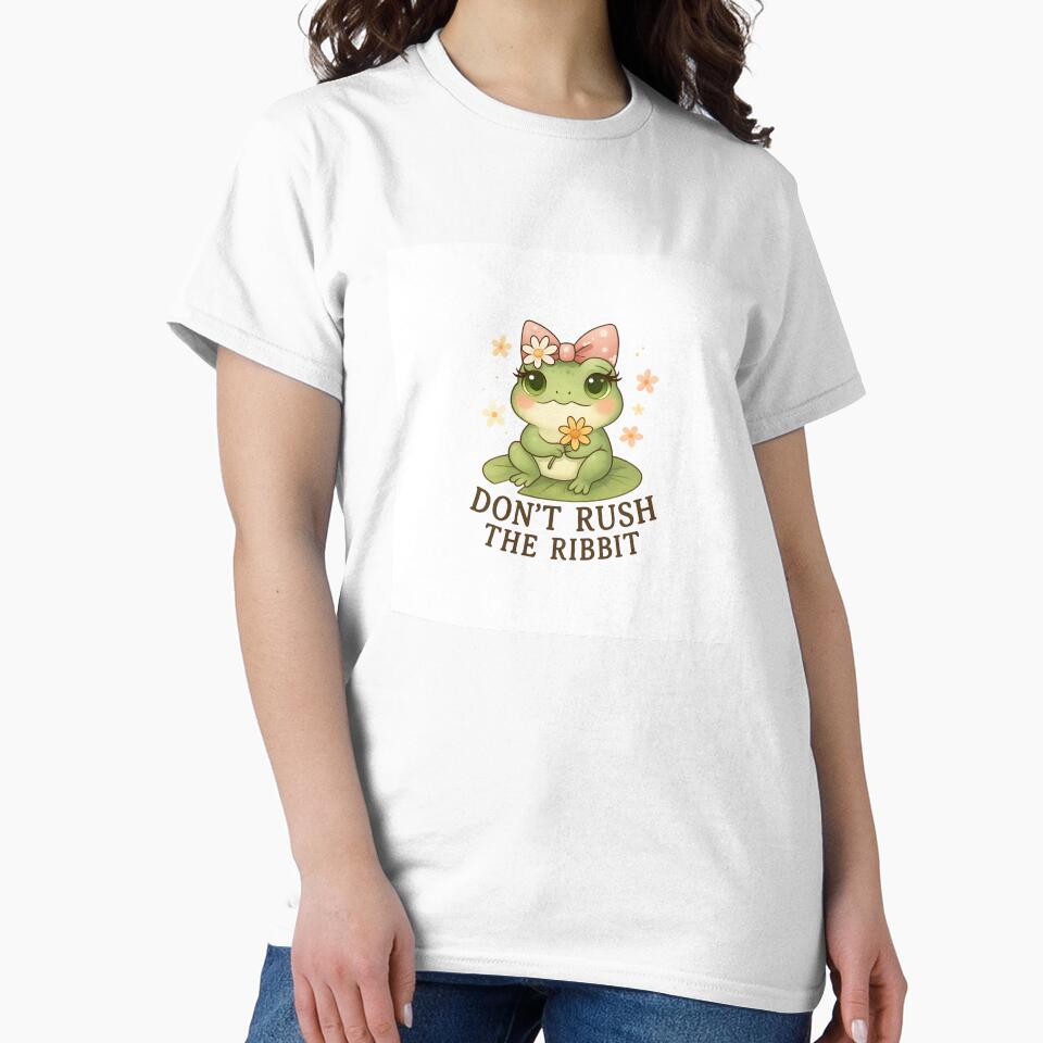 Don’t Rush the Ribbit – Mindful Cottagecore Frog Sticker by Bohospiritart
