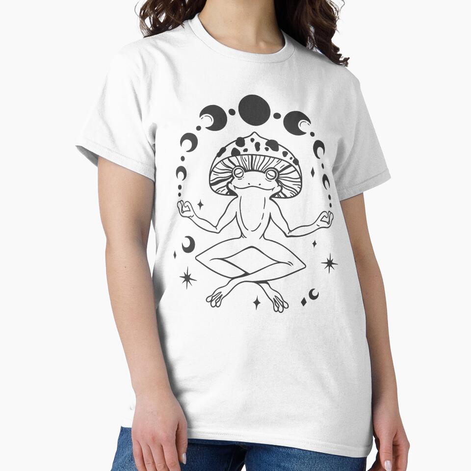 Cute Cottagecore Aesthetic Frog Yoga Moon Vintage Graphic by Dapper-Art