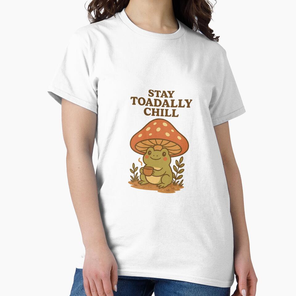 Cute Frog and Mushroom Cottagecore Aesthetic Shirt Sticker by ChuckleCo