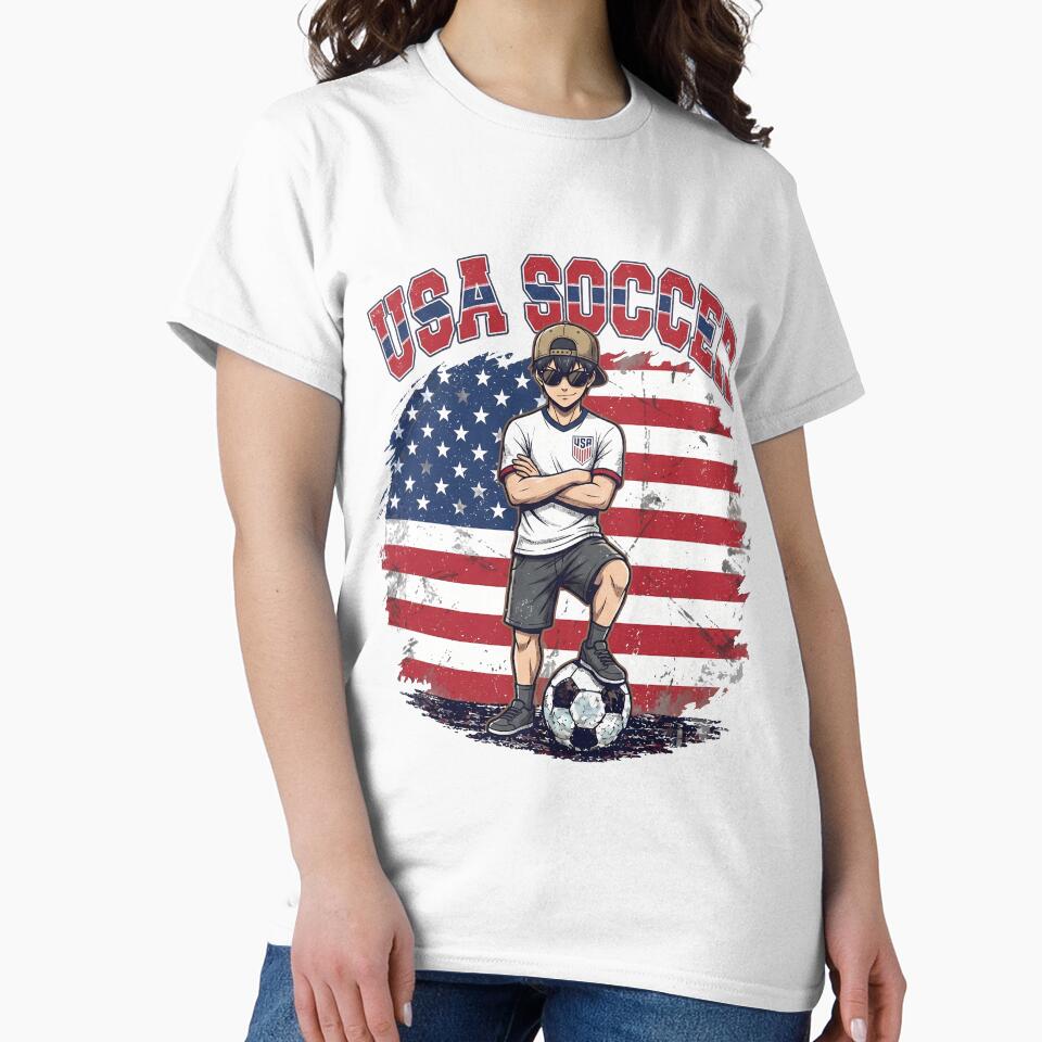 Anime Soccer Player USA Flag - Patriotic Striker Graphic by lamiarte