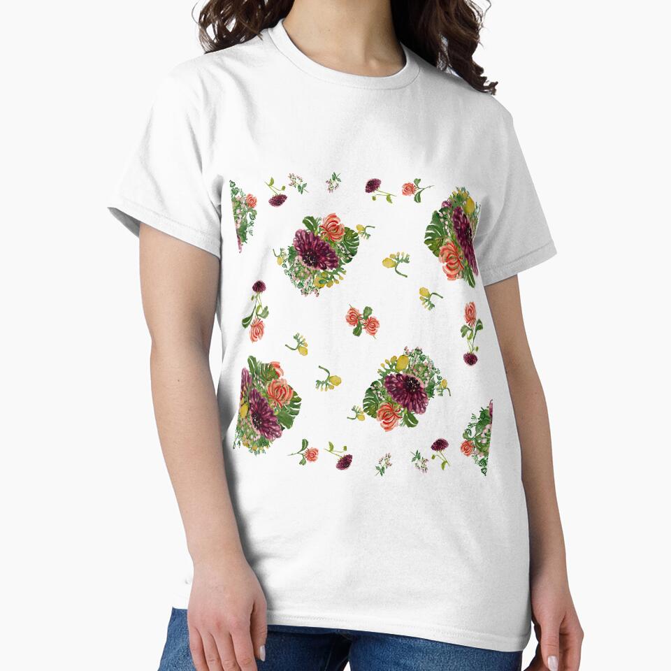 Dahlia palm flower pattern a watercolor sketch by Yana Mustafina | Boho Soulful Designs