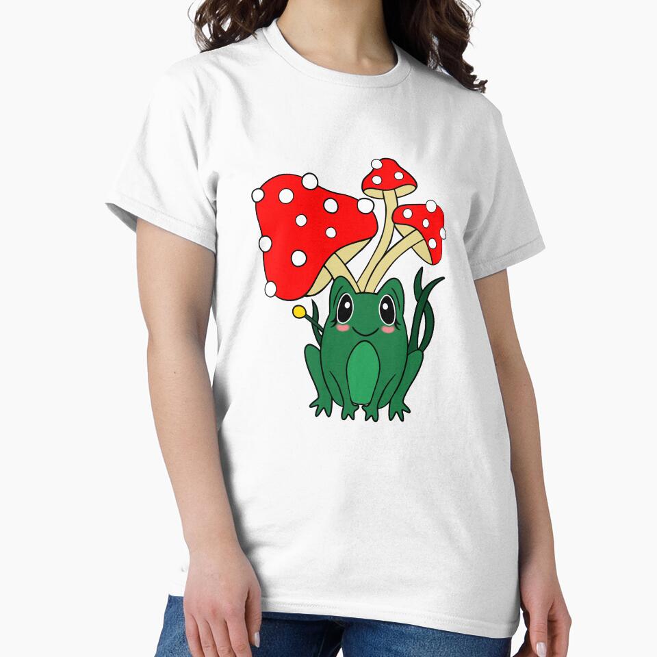 Cottagecore Frog And Mushrooms by Sartoris Art
