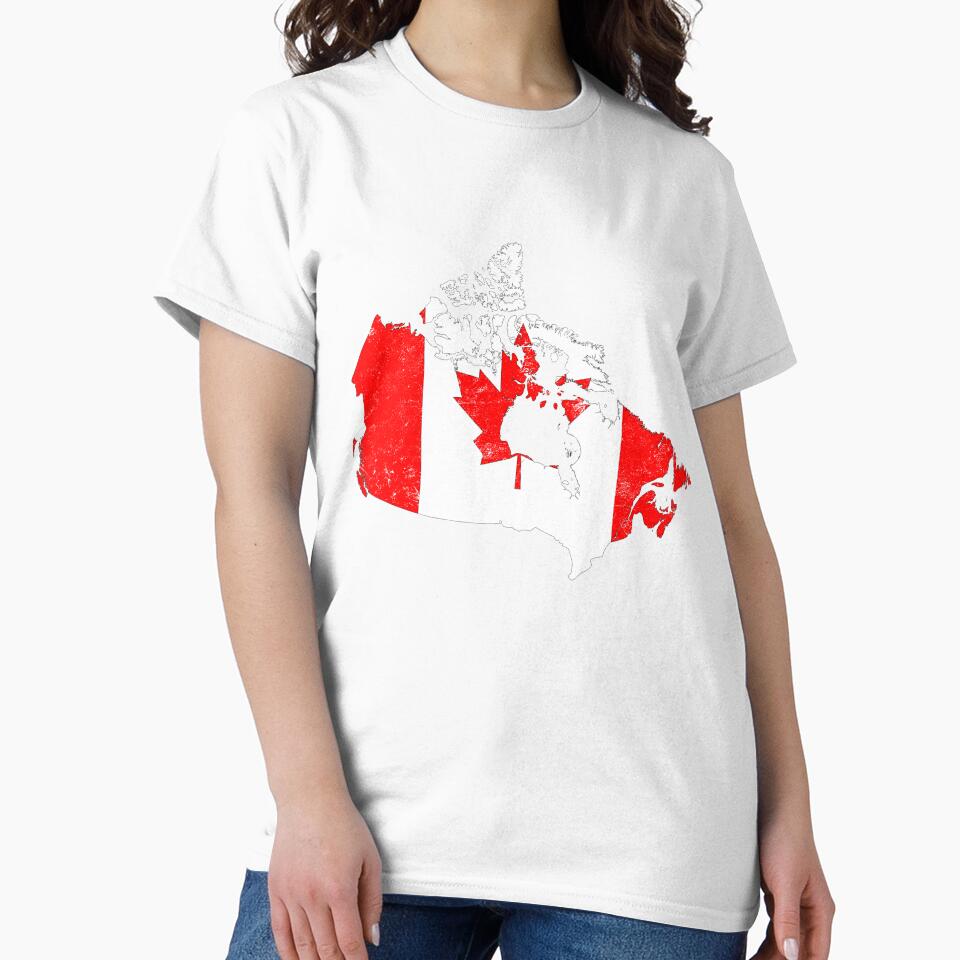Canada Flag map tshirt distressed vintage by farhanhafeez