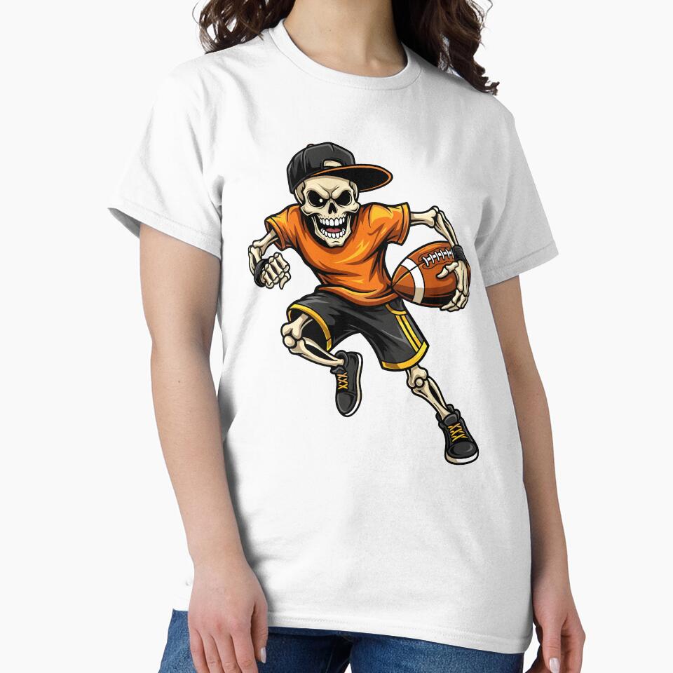 Skeleton Football Player holding ball by marfanna