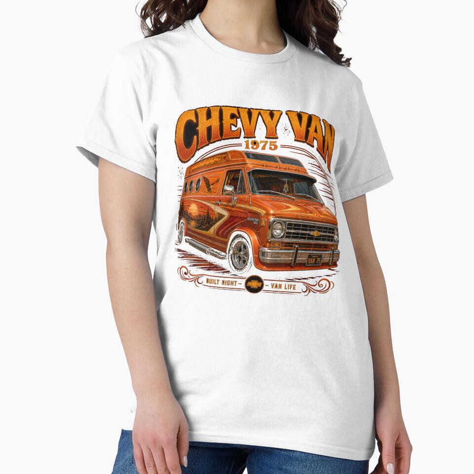 1975 Chevrolet G20 Custom Van 70s Van Culture Vintage Art by TheArtOfCar