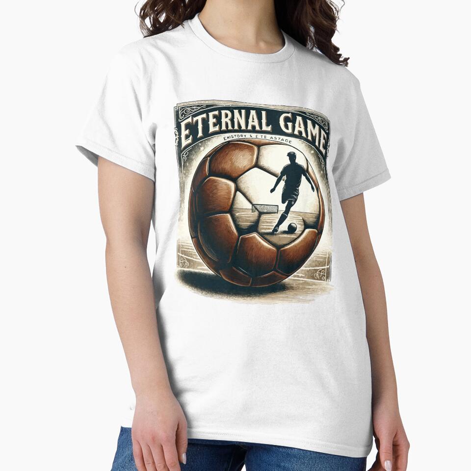 Eternal Game: Vintage Soccer Ball and Player Silhouette Design by Dinsigne