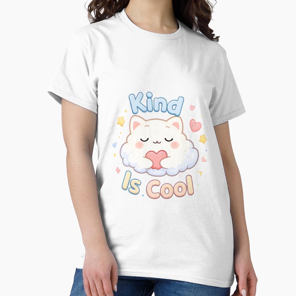 Kind Is Cool – Cute Cloud Cat Kawaii Art by ValeriValera