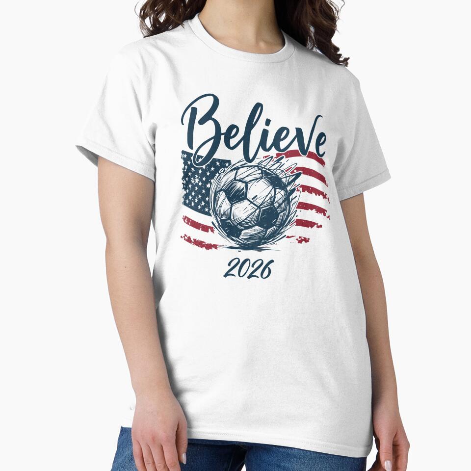 Believe - USA Flag Soccer 2026 Distressed Patriotic by AnAzArt