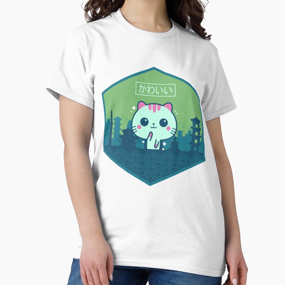 Kawaii Cat Shirt Retro Style Anime Cute Gift by simplytldr