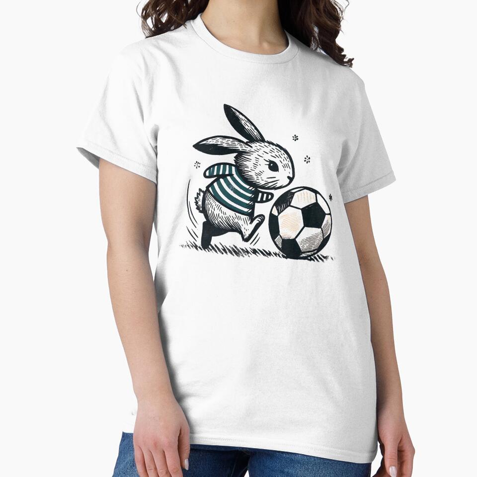 Easter Bunny Soccer PLayer - Minimalist Animal Art by BeaverFriends
