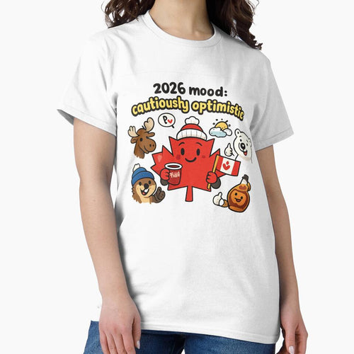 2026 Mood: Cautiously Optimistic – Cute Canadian Maple Leaf Illustration by mocci10