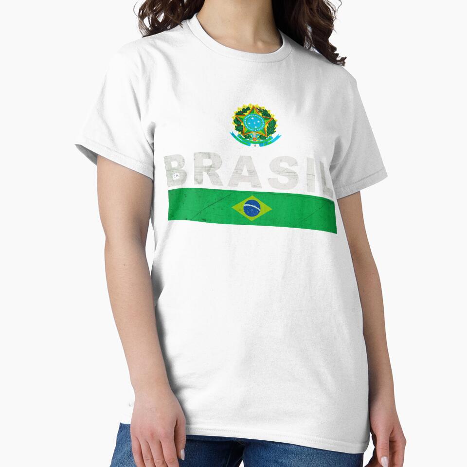 Brazil Distressed Football Jersey Style Shirt Design by merchhost