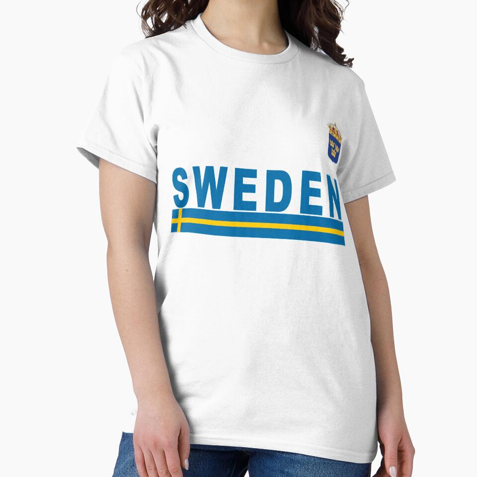 Swedish National Team Style Soccer Jersey Design in Blue Text by merchhost