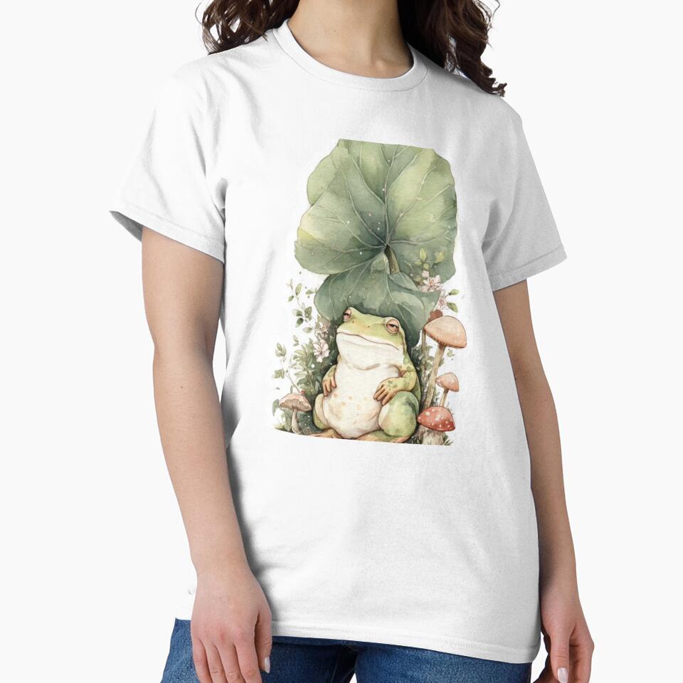 Cottagecore Frog Under Leaf by Cozy Chaos Studio Co