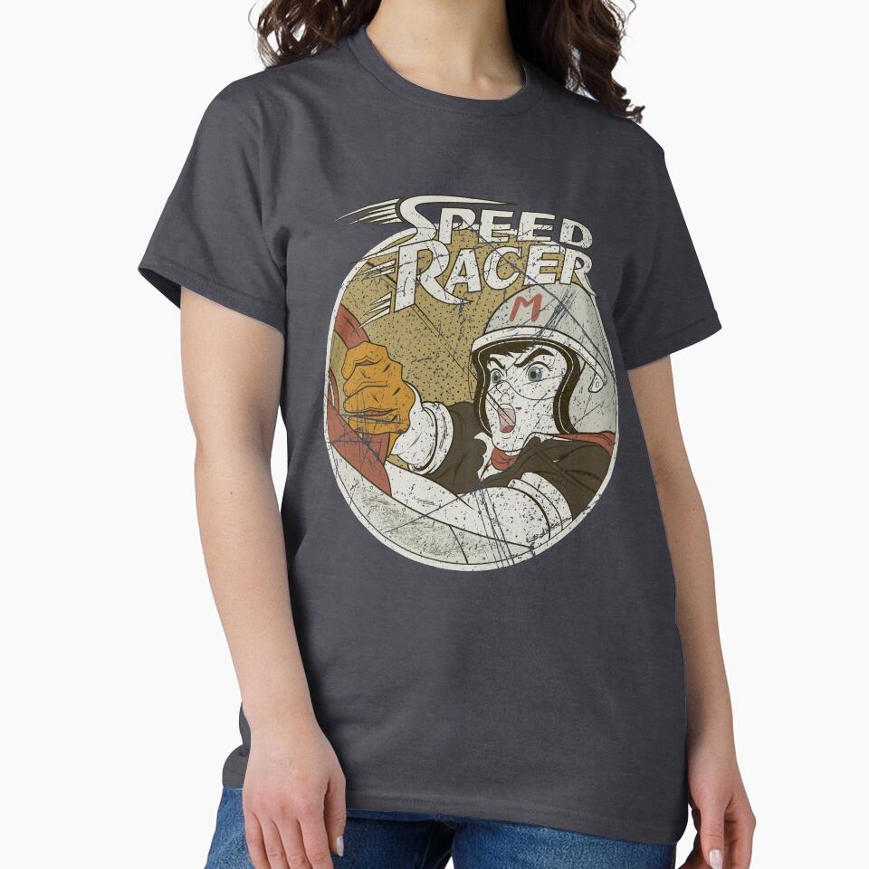 Vintage Speed Racer Distressed Circle Tee | Retro 60s Anime by redwane