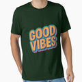 Good Vibes Retro Neon Typography Tee Shirt by ArtComixHaven
