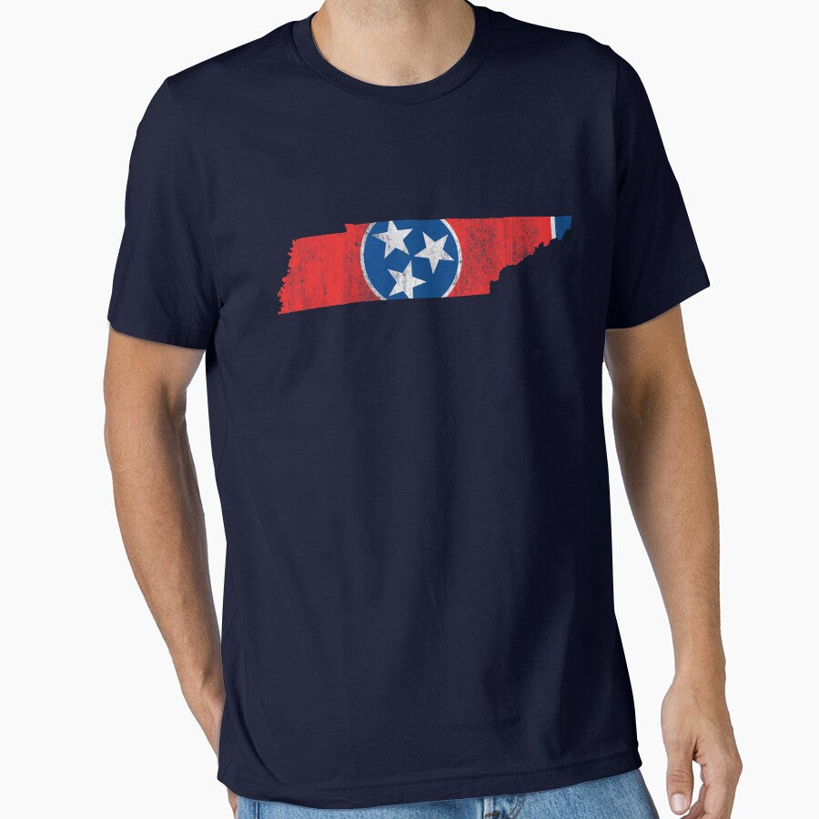 Distressed Volunteer State Tennessee Flag Map Shirt Gear by DynamicDesign