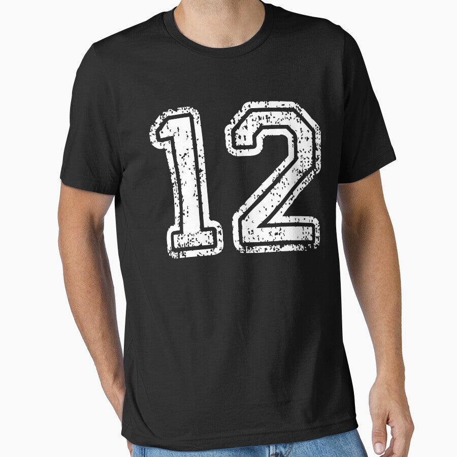 Sport Team Jersey 12 T Shirt Football Soccer Baseball Hockey Basketball Twelve 12 012 Number by arcadetoystore