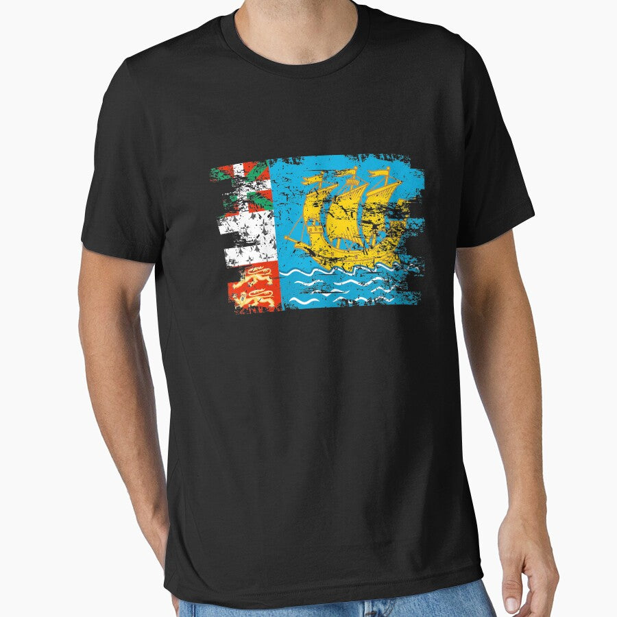 Saint Pierre Miquelon Flag Gift Country Patriotic Travel Shirt Americas Light by threadsmonkey