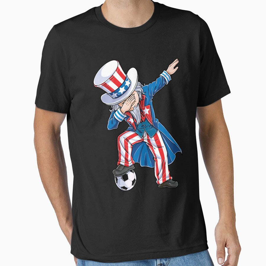 Dabbing Uncle Sam Kids Soccer T shirt 4th of July Kids Boys by LiqueGifts